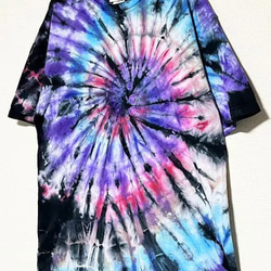タイダイ染め Tシャツ　XLサイズ　カラフル×ブラック　スパイラル　 Hippies Dye HD21-56 2枚目の画像