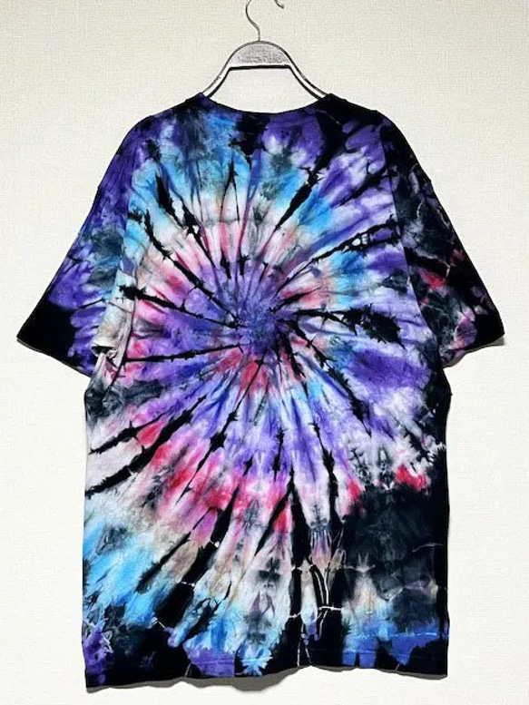 タイダイ染め Tシャツ　XLサイズ　カラフル×ブラック　スパイラル　 Hippies Dye HD21-56 4枚目の画像