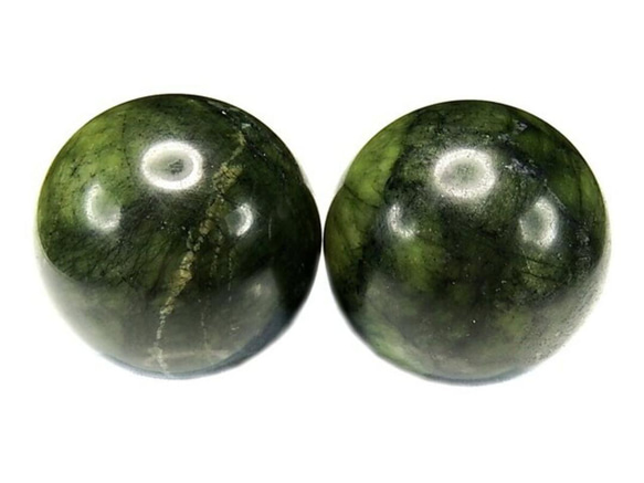 天然石蛇紋岩サーペンティン手のマッサージボール健康球2個セット 1枚目の画像