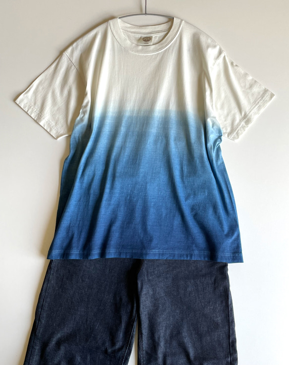 『海』 グラデーション Tシャツ 半袖 藍染 【受注制作】 7枚目の画像