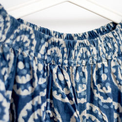 藍染め 草木染め 木版プリント コットンスカート インド綿パッチワークスカート 木版プリント ロングスカート - ラウンドフラワ 5枚目の画像