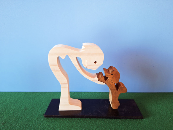 木工アート　Woman&Poodle 3枚目の画像