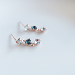18K玫瑰金 藍寶石 拓帕石 耳針 耳環 一對 免費送禮包裝 第3張的照片