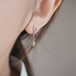 18K玫瑰金 藍寶石 拓帕石 耳針 耳環 一對 免費送禮包裝 第4張的照片