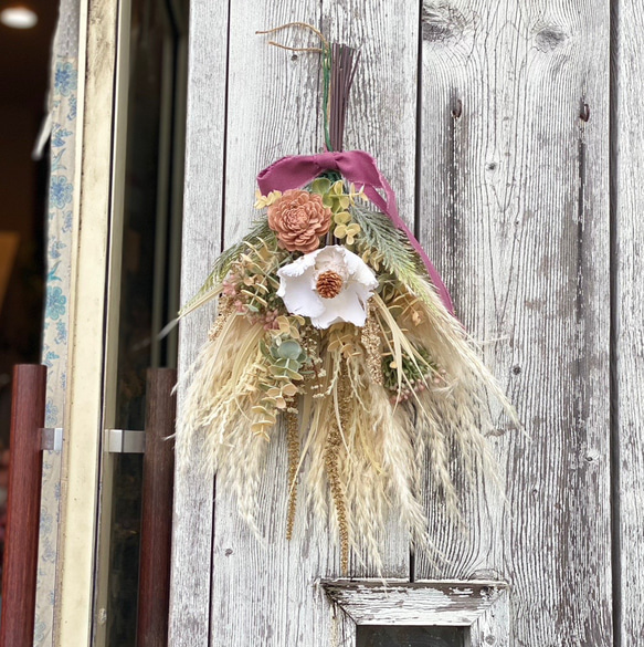 creema限定パームフラワースワッグ（42cmドライ風アーティフィシャル  