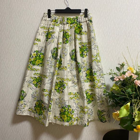 着物リメイク　夏紬のスカート 4枚目の画像