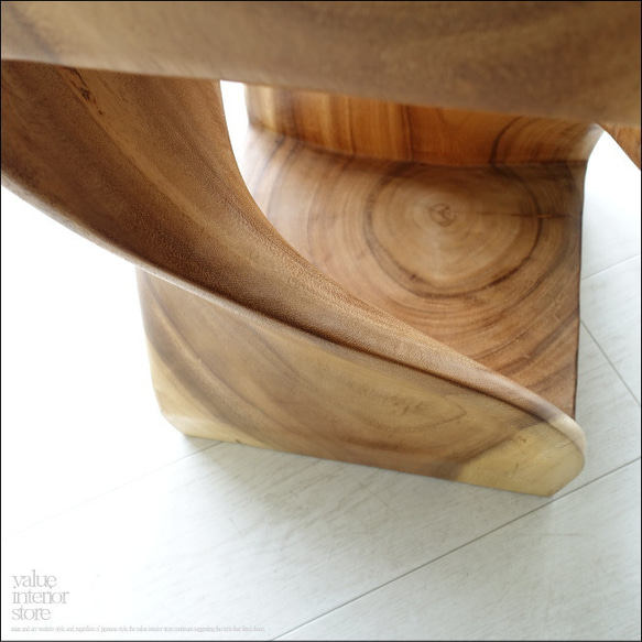 無垢材 ウェーブスツールN01 イス 天然木 椅子 ベンチ 木製スツール ナチュラル 天然木 モンキーポッド 5枚目の画像