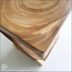 無垢材 ウェーブスツールN01 イス 天然木 椅子 ベンチ 木製スツール ナチュラル 天然木 モンキーポッド 2枚目の画像