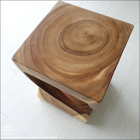 無垢材 ウェーブスツールN01 イス 天然木 椅子 ベンチ 木製スツール ナチュラル 天然木 モンキーポッド 4枚目の画像