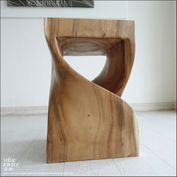 無垢材 ウェーブスツールN01 イス 天然木 椅子 ベンチ 木製スツール ナチュラル 天然木 モンキーポッド 1枚目の画像