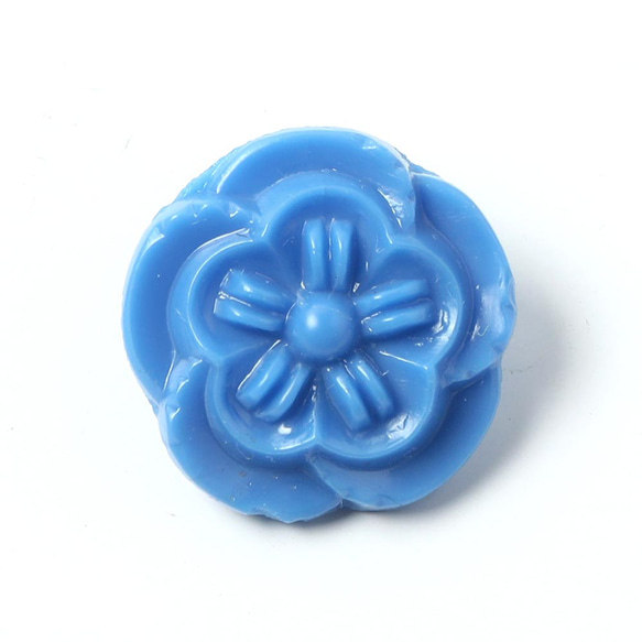 アンティークのガラスボタン ブルー お花 1.8cm 1枚目の画像