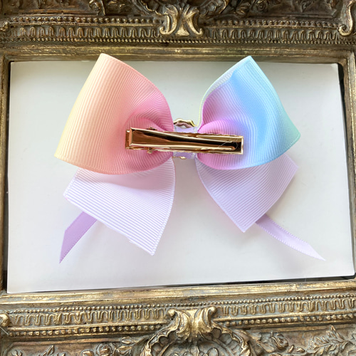 プリンセス♡大人も可愛い☆レインボーカラー♡パールリボン