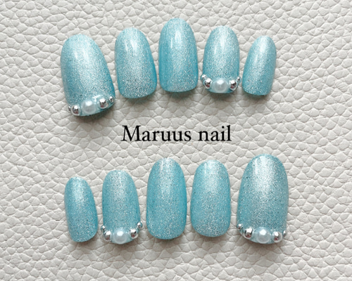 水色マグネットネイルチップ♡ ネイルチップ（つけ爪） Maruu 通販