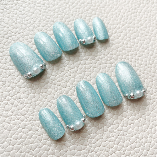 水色マグネットネイルチップ♡ ネイルチップ（つけ爪） Maruu 通販