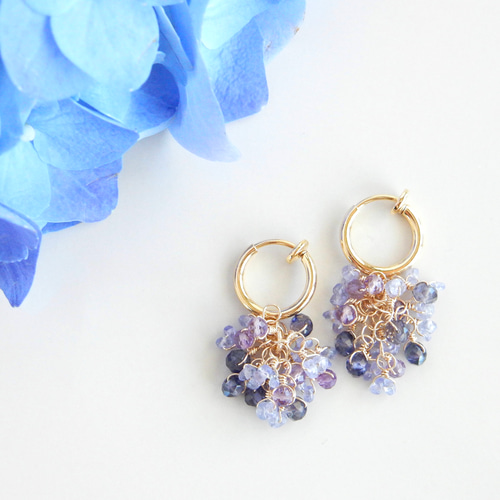 紫陽花〗ゆるシャラピアス/イヤリング（mini）14kgf【1489 