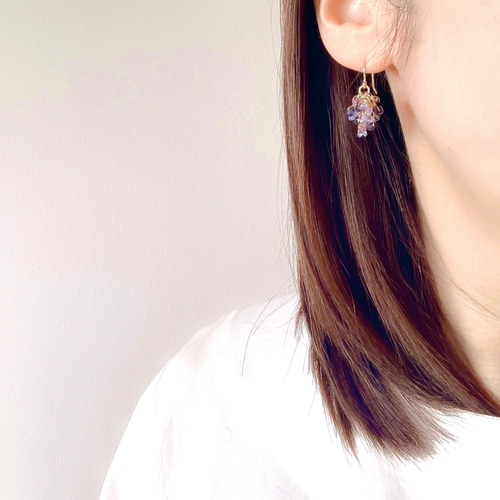 紫陽花〗ゆるシャラピアス/イヤリング（mini）14kgf【1489 
