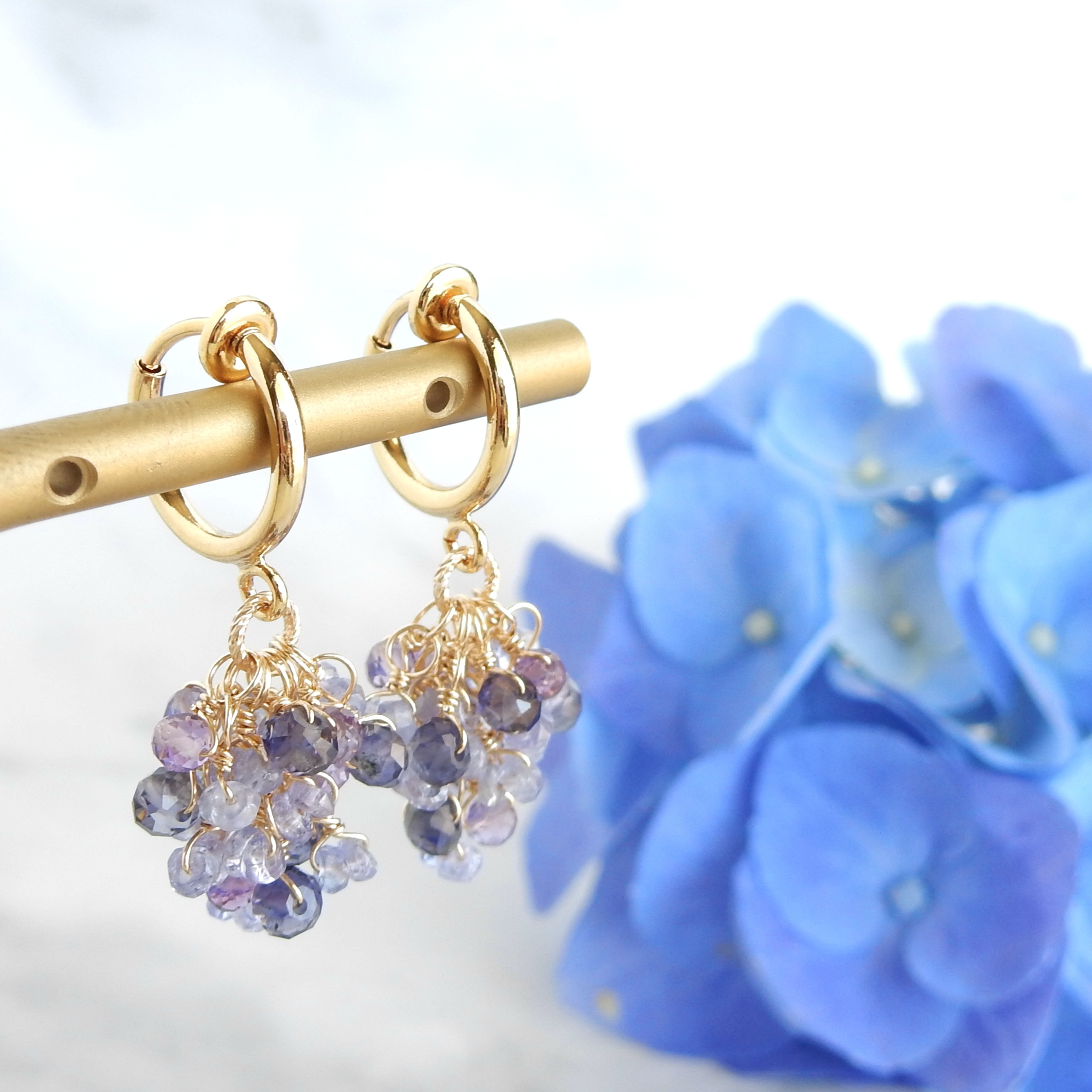 〖紫陽花〗ゆるシャラピアス/イヤリング（mini）14kgf【1489】