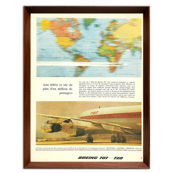 ボーイング 1960年代 フランス ヴィンテージ 広告 額付 ポスター 3枚目の画像