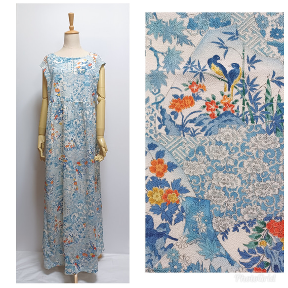 着物リメイク ノースリーブワンピース