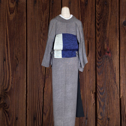 *和服布* 由紀紬和大島紬製成的成人平子腰帶，半寬。長430cm。 第6張的照片