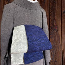 *和服布* 由紀紬和大島紬製成的成人平子腰帶，半寬。長430cm。 第3張的照片