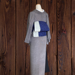*和服布* 由紀紬和大島紬製成的成人平子腰帶，半寬。長430cm。 第5張的照片