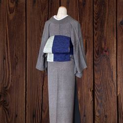 *和服布* 由紀紬和大島紬製成的成人平子腰帶，半寬。長430cm。 第4張的照片