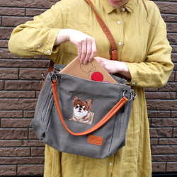 ＼ワッペンプレゼント／ うちの子刺繍リュクストートバッグ ペット刺繍オーダーメイド ブラック グレー b411 7枚目の画像