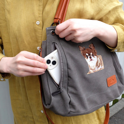 ＼ワッペンプレゼント／ うちの子刺繍リュクストートバッグ ペット刺繍オーダーメイド ブラック グレー b411 6枚目の画像