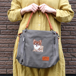 ＼ワッペンプレゼント／ うちの子刺繍リュクストートバッグ ペット刺繍オーダーメイド ブラック グレー b411 4枚目の画像