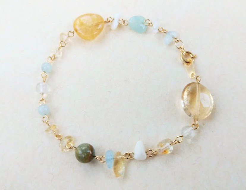 アクアマリン×シトリン♡ ྀི天然石ブレスレット♡ ྀི アクアマリン×シトリン ྀི天然石ブレスレット ྀི