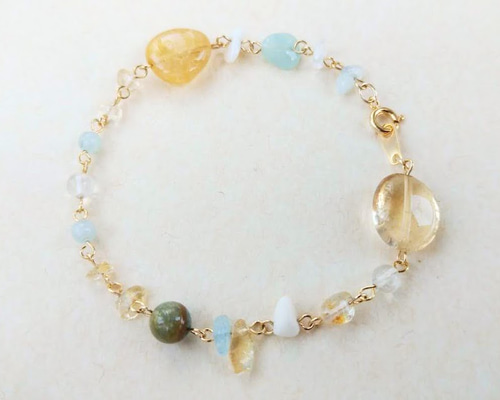 ★展★虹入り✨両面楽しめる♪レインボーブレスレット　シトリン アクアマリン ☆展☆虹入り✨両面楽しめる♪レインボーブレスレット シトリン