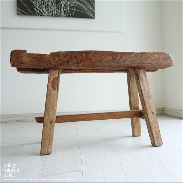 オールドチークベンチBol01 スツール 長椅子 古材家具 一枚板 無垢材 ナチュラル 椅子 イス プリミティブ 銘木 1枚目の画像