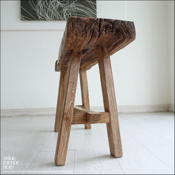 オールドチークベンチBol01 スツール 長椅子 古材家具 一枚板 無垢材 ナチュラル 椅子 イス プリミティブ 銘木 6枚目の画像