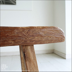 オールドチークベンチBol01 スツール 長椅子 古材家具 一枚板 無垢材 ナチュラル 椅子 イス プリミティブ 銘木 4枚目の画像