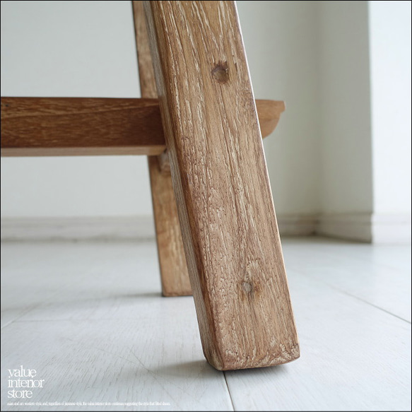 オールドチークベンチBol01 スツール 長椅子 古材家具 一枚板 無垢材 ナチュラル 椅子 イス プリミティブ 銘木 7枚目の画像