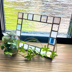 送料無料！ステンドグラス フォトフレーム〜pink color 横型〜 フォト