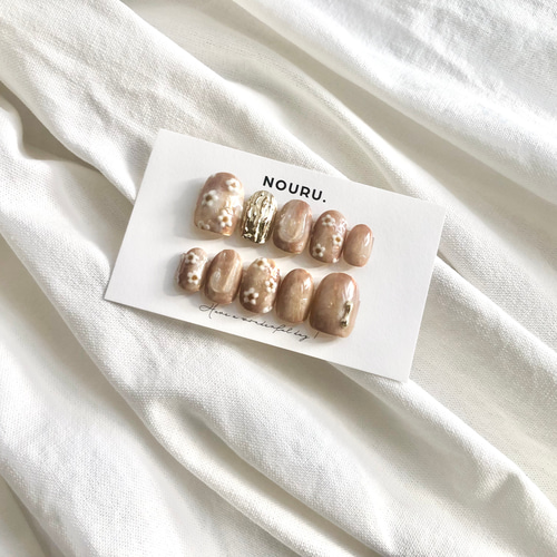 カフェモカnuance【サイズオーダー制】￤ネイルチップ ニュアンス