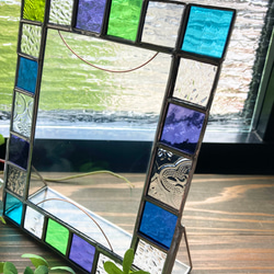 送料無料！ステンドグラス　cool colorフォトフレーム〜縦型〜 3枚目の画像