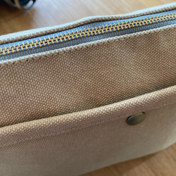 帆布富士金梅ベージュの2wayサコッシュL 3枚目の画像