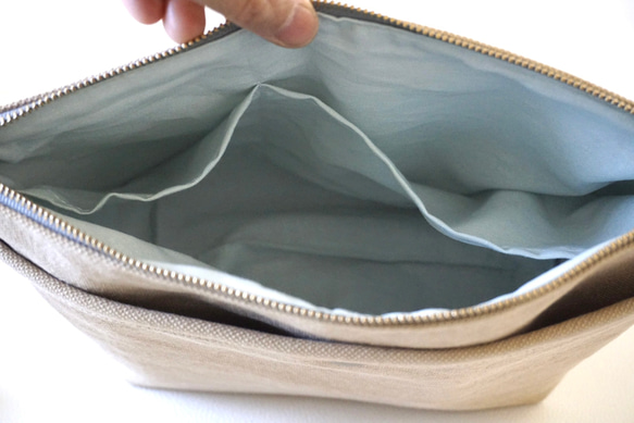 帆布富士金梅ベージュの2wayサコッシュL 7枚目の画像