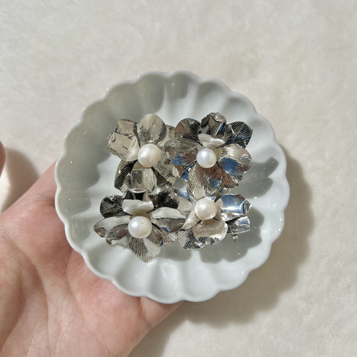 パール イヤリング ピアス 花 フラワー モチーフ 【7.5-8.0mm パール イヤリング ピアス 花 フラワー モチーフ 【7.5-8.0mm