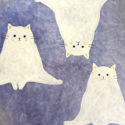 キャンバスアート　原画　「３匹の白い猫」 6枚目の画像