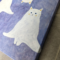 キャンバスアート　原画　「３匹の白い猫」 4枚目の画像