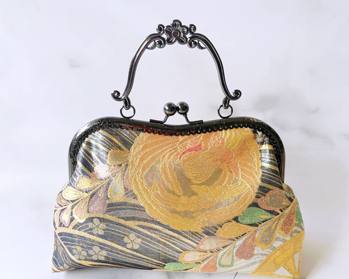 9月新作！数量限定希少ブラック金箔♡格の高い華紋柄の最高級西陣帯バッグフォーマル 9月新作！数量限定希少ブラック金箔♡格の高い華紋柄の最高級