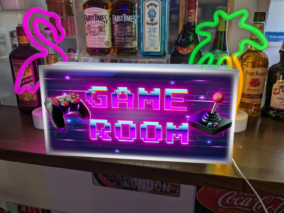 【壁掛け Lサイズ】GAME ゲームルーム ゲームセンター ゲームコーナー 娯楽室 照明 看板 置物 雑貨 ライトBOX 2枚目の画像
