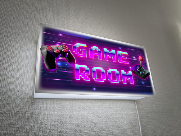 【壁掛け Lサイズ】GAME ゲームルーム ゲームセンター ゲームコーナー 娯楽室 照明 看板 置物 雑貨 ライトBOX 3枚目の画像