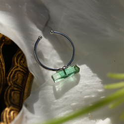 【006童話收藏】電氣石礦物石銀均碼戒指戒指天然石 第5張的照片