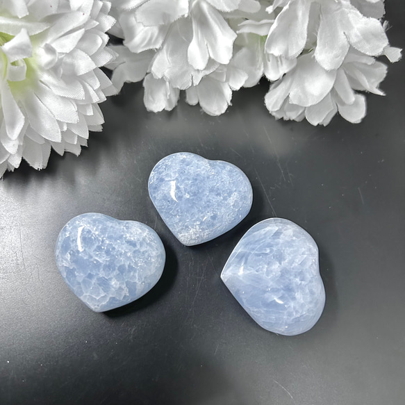 高品質　セレスタイト　ハート型　天然石　置物 セレスタイト ハート22◇ Celestite ◇ 天然石・鉱物
