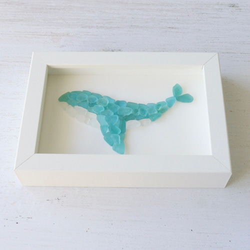 シーグラスアート『くじら』/海/インテリア/ガラスアート/クジラ